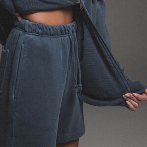 ELWOOD CLOTHING Core Sweatshort with Pockets Blue Organic Cotton Unisex Sz Small